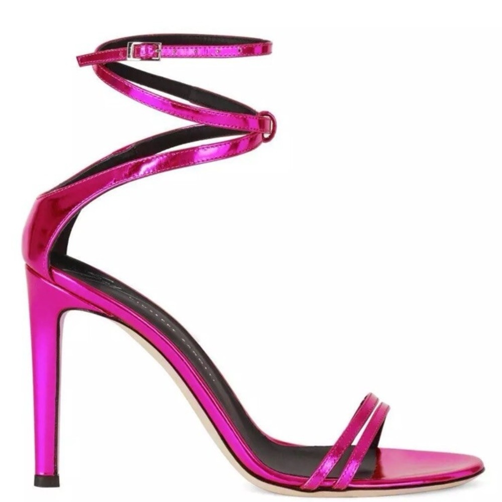 Giuseppe Zanotti Metallic Pink Strappy Heels – Size 39 – Made in Italy